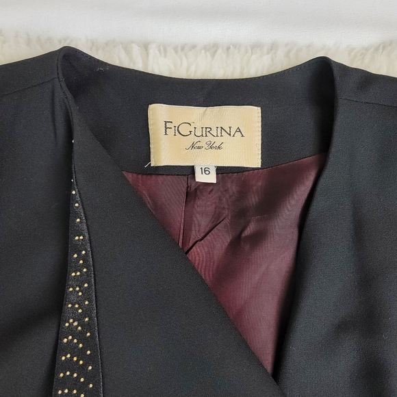 Vtg FiGurina Embellished Blazer Jacket Sz 16 - Picture 5 of 16